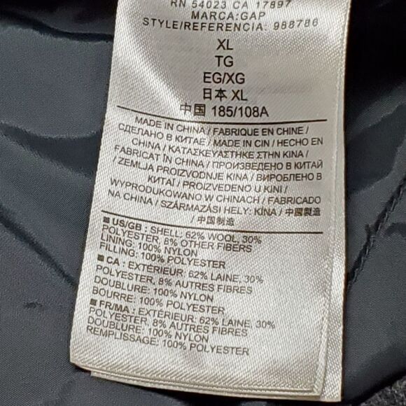 GAP Wool Blend Gray Notched Collar Filled Quilted Double Breasted Peacoat - Picture 16 of 16